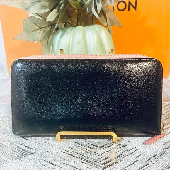 Chanel black and pink zipper long wallet